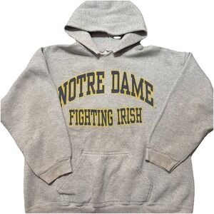 Vintage Notre Dame Fighting Irish Hoodie Gray USA Made XL TNT 90s Sweatshirt